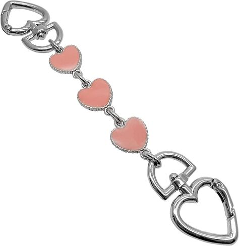 2Pieces Heart Shape Purse Chain Strap Extender,Crossbody Shoulder Bag Metal Chain Strap Extender,Silver Heart-Shaped Buckles(Black-White-Black-2) in Kuwait