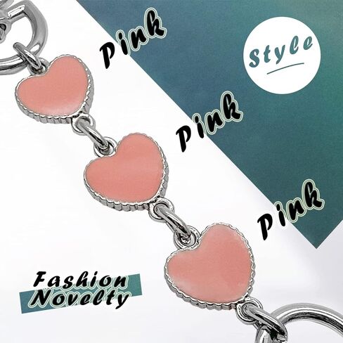 2Pieces Heart Shape Purse Chain Strap Extender,Crossbody Shoulder Bag Metal Chain Strap Extender,Silver Heart-Shaped Buckles(Black-White-Black-2) in Kuwait