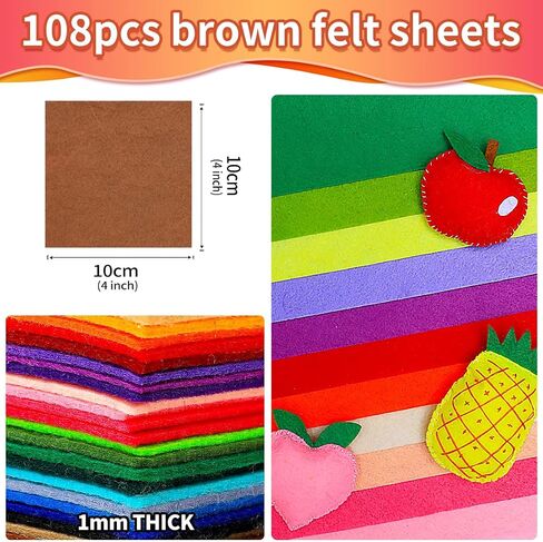 IOOLEEM Multi-Colored Felt Sheets, Self-Adhesive Felt Sheets, 30pcs 7"x11.3"（Close to A4 Size - 18x28.5 cm, Pre-Cut Felt Sheets for Crafts,Craft Felt Fabric Sheets. in Kuwait