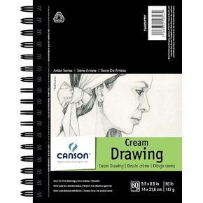 Canson Artist Series Drawing Paper, Cream, Wirebound Pad, 5.5x8.5 inches, 60 Sheets (90lb/147g) - Artist Paper for Adults and Students - Charcoal, Colored Pencil, Ink, Pastel, Marker in Kuwait
