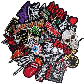 فيسكال رقع كي على موسيقى الروك للملابس 30 قطعة ثقيلة ميتا باند جمجمة زينة مخيطة على شارة التطريز ملصقات هيبي بانك للملابس in Kuwait
