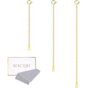 ALEXCRAFT 14K Gold Necklace Extender 925 Sterling Silver Necklace Bracelet Ankle Extenders Chain Extension for Jewelry Making（2 3 4 inch） in Kuwait