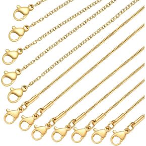 14Pcs Stainless Steel Chain for Jewelry Making LUCKYPADS Gold Snake Chains and Cable Blank Necklace Chains Multipack for Necklace Making 18 Inches in Kuwait