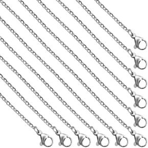 30 Pack Necklace Chains 2mm Stainless Steel Link Cable Chain Necklace Bulk for DIY Jewelry Making Supplies (16 Inches)