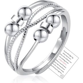 PRETOLE 925 Sterling Silver Anxiety Rings for Women, Adjustable Anti Anxiety Ring Spinner Fidget Ring for Daughter Granddaughter Stress Relief Rings in Kuwait