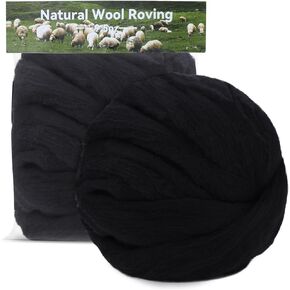 MORFEN 9.5 Oz Wool Roving, Wool Yarn, Needle Felting Wool, Fibre Wool Roving Top, Pure Wool, Spinning Wool Roving for Wool Felt Supplies, DIY Halloween Craft Materials(Brown)