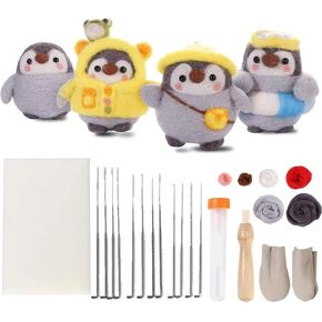Akacraft Needle Felting Kits for Beginners Adults, Video Tutorials, Wool, Pad，Accessories & Tools, 4 Pcs Animal Dolls DIY Set, Penguins Halloween in Saudi Arabia