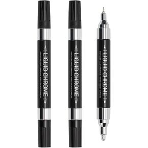 ZEYAR Liquid Chrome Marker Paint Marker, DIY Silver Marker Pen for most surfaces, High-gloss display effects, Dual tips: Extra Fine and Medium Point (0.7mm & 2mm Sized Tips) (1)