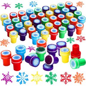 60 Pieces Winter Snowflake Stamps Rubber Frozen Stamps for Kids Assorted Colored Snowflake Stampers for Card Making Christmas Frozen Party Favors (Dark Blue, Light Blue) in Kuwait