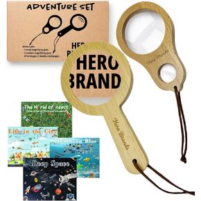 Wood Magnifying Glass for Kids - Wooden Montessori Learning Adventure Toy - Learn and Explore - Wooden Magnifier
