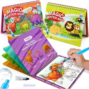 hapray Magic Water Paint Coloring Books for Toddler, Art Toys Age 2-4, Educational Learning Doodle Toy, Gifts for Girl Boy 3 2 1+ Year (Alphabet Transportation 2 Pack)