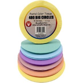 Hygloss Tissue Paper Circles - Great for Arts & Crafts, DIY Projects, Classroom Activities and More - Pre-Cut, 5 Inches - 80 Each of 6 Assorted Primary Colors - 480 Pieces