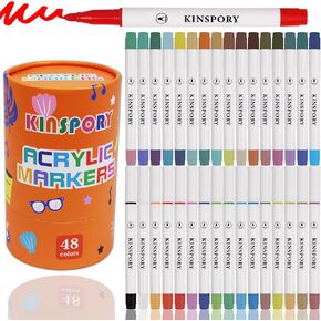 أقلام طلاء كينسبوري قابلة للغسل، 48 لونًا من أقلام تحديد الأكريليك، أقلام رسم تلوين فنية يدوية الصنع مع صندوق هدايا مبتكر للأطفال - وردي in Kuwait