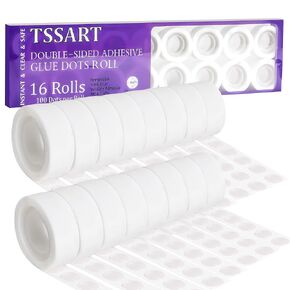 TSSART 1600 قطعة من النقاط اللاصقة مزدوجة الجوانب - شريط نقاط لاصق شفاف قابل للإزالة، 16 لفة ملصقات نقاط مزدوجة الجوانب للحرف اليدوية وتزيين الحفلات in Kuwait