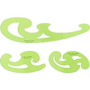 Pacific Arc French Curve Set, 3 Shapes, Clear Curve Ruler, Drafting Tools, Drawing Tools, Woodworking Tools, Comic Template Tool