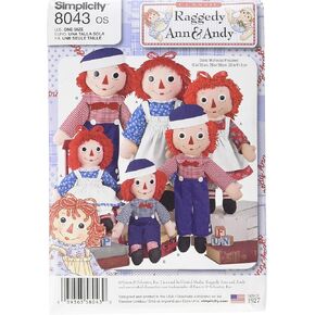 Simplicity US8043OS Raggedy Ann and Andy Doll Sewing Pattern Kit, Code 8043, One Size in Kuwait