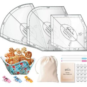 مجموعة مسطرة قطع قالب مريح من هالاندار، 3 قطع 8/10/12 بوصة من الأكريليك، قالب مسطرة خياطة اللحف مع تعليمات، 3 قلم قابل للذوبان في الماء، 15 حصيرًا غير قابل للانزلاق، 3 مقاطع لرف وعاء الطعام in Kuwait