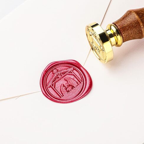 Yexiya 2 قطعة عيد الميلاد ختم الشمع ختم مجموعة المسيحية الصليب مشهد المهد ختم الشمع ختم خمر الرجعية ختم ختم مع مقبض خشبي للفنون الحرف اليدوية زخرفة بطاقة دعوة الزفاف in Kuwait