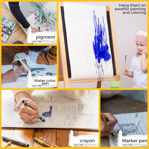 DLOnline 17.3 Inch x 82 Feet(44cm x 25m) White Drawing Paper Roll Painting Paper, Art Easel Paper Roll Replacement, for Bulletin, Wall Art, Painting, Watercolors, Pencils, Chalk, Gift Wrap in Kuwait