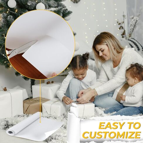 DLOnline 17.3 Inch x 82 Feet(44cm x 25m) White Drawing Paper Roll Painting Paper, Art Easel Paper Roll Replacement, for Bulletin, Wall Art, Painting, Watercolors, Pencils, Chalk, Gift Wrap in Kuwait