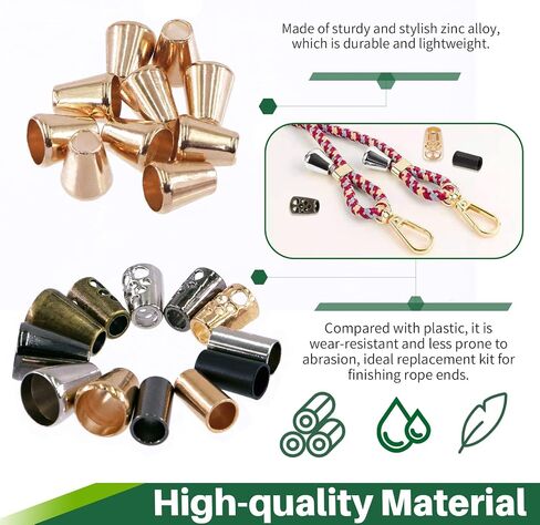 Keadic 120Pcs 4 Colors Alloy Cord End Lock Assortment Set with Plastic Case, 3 Style Metal Bell/Hollow/Column Drawstring Rope Stopper Fastener End for DIY Lanyard Clothes Backpack Bag in Saudi Arabia
