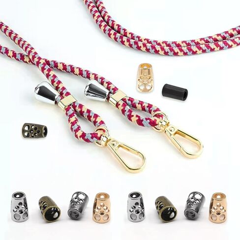Keadic 120Pcs 4 Colors Alloy Cord End Lock Assortment Set with Plastic Case, 3 Style Metal Bell/Hollow/Column Drawstring Rope Stopper Fastener End for DIY Lanyard Clothes Backpack Bag in Saudi Arabia