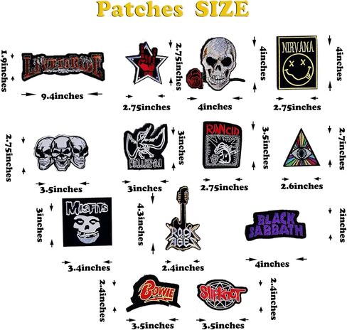 فيسكال رقع كي على موسيقى الروك للملابس 30 قطعة ثقيلة ميتا باند جمجمة زينة مخيطة على شارة التطريز ملصقات هيبي بانك للملابس in Kuwait