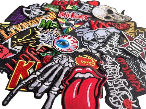 فيسكال رقع كي على موسيقى الروك للملابس 30 قطعة ثقيلة ميتا باند جمجمة زينة مخيطة على شارة التطريز ملصقات هيبي بانك للملابس in Kuwait