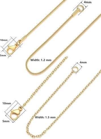 14Pcs Stainless Steel Chain for Jewelry Making LUCKYPADS Gold Snake Chains and Cable Blank Necklace Chains Multipack for Necklace Making 18 Inches in Kuwait