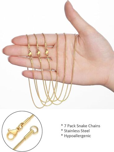 14Pcs Stainless Steel Chain for Jewelry Making LUCKYPADS Gold Snake Chains and Cable Blank Necklace Chains Multipack for Necklace Making 18 Inches in Kuwait