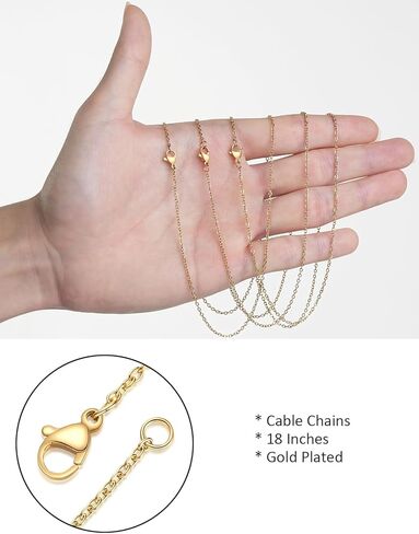14Pcs Stainless Steel Chain for Jewelry Making LUCKYPADS Gold Snake Chains and Cable Blank Necklace Chains Multipack for Necklace Making 18 Inches in Kuwait