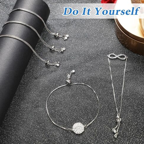Sureio 10 Pieces Adjustable Slider Bracelet Chains Jewelry, Silver in Kuwait