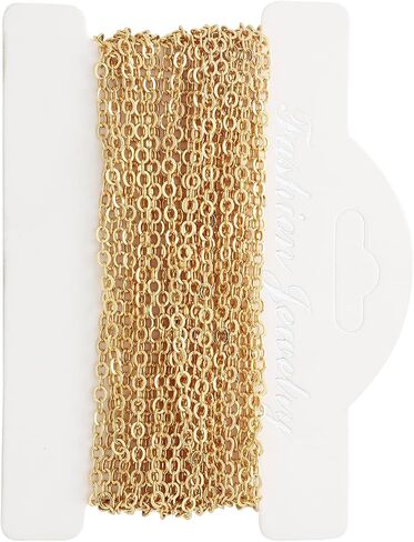 16.4 Feet Necklace Chains for Jewelry Making, Gold Plated Solid Brass Bulk for DIY Necklace Pendant Extender Link Supplies in Kuwait