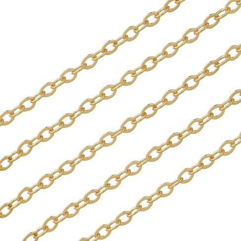 16.4 Feet Necklace Chains for Jewelry Making, Gold Plated Solid Brass Bulk for DIY Necklace Pendant Extender Link Supplies in Kuwait