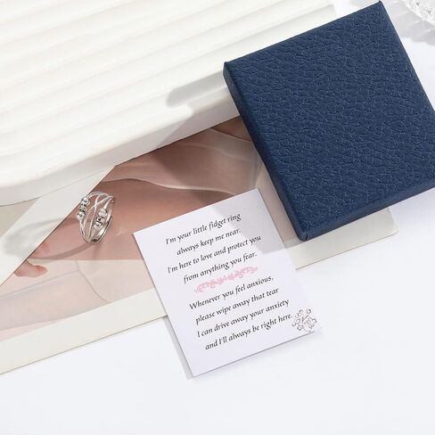 PRETOLE 925 Sterling Silver Anxiety Rings for Women, Adjustable Anti Anxiety Ring Spinner Fidget Ring for Daughter Granddaughter Stress Relief Rings in Kuwait