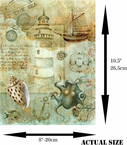 ورق الأرز بلون التوت من الحياة البحرية، 20.32 سم × 26.65 سم - 6 × صور ورق التوت المطبوعة المختلفة 30 جرام في المتر المربع ألياف مرئية للحرف اليدوية ديكوباج فن تجميع الوسائط المختلطة in Kuwait