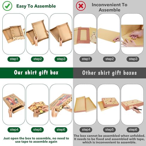 MOORAY 18 Pack Christmas Boxes for Gifts with Lids, Bulk Gift Boxes for Presents Decorative Shirt Box for Xmas Holiday - 3 Sizes and 10 Designs with Christmas Gift Tag Stickers in Kuwait