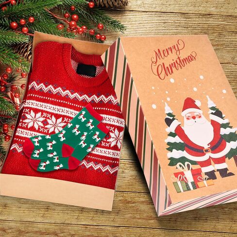 MOORAY 18 Pack Christmas Boxes for Gifts with Lids, Bulk Gift Boxes for Presents Decorative Shirt Box for Xmas Holiday - 3 Sizes and 10 Designs with Christmas Gift Tag Stickers in Kuwait