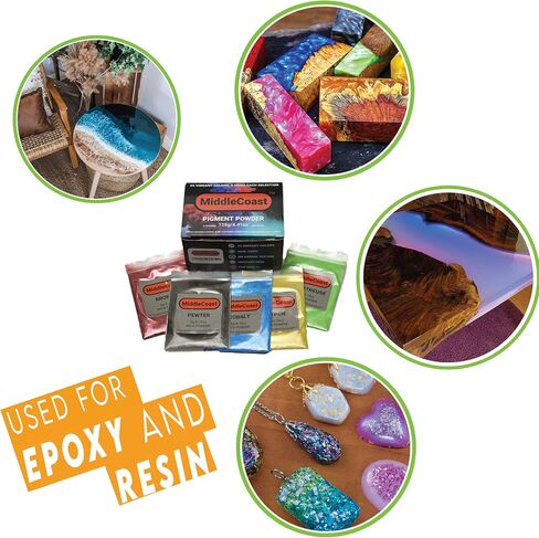Mica Powder for Epoxy Resin (4.4oz/125g) 25 Colors with Spoon, (0.172oz/5g Each) Lip Gloss Pigment Powder Dye, Slime Colorant, Bath Bomb, Soap Making & Candles in Saudi Arabia