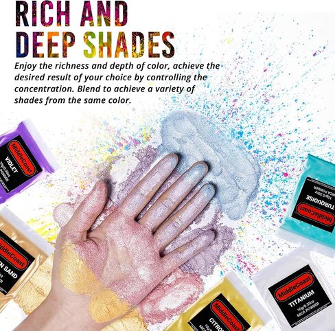 Mica Powder for Epoxy Resin (4.4oz/125g) 25 Colors with Spoon, (0.172oz/5g Each) Lip Gloss Pigment Powder Dye, Slime Colorant, Bath Bomb, Soap Making & Candles in Saudi Arabia