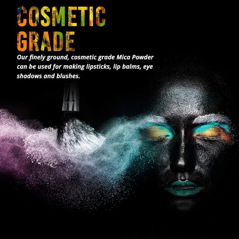 Mica Powder for Epoxy Resin (4.4oz/125g) 25 Colors with Spoon, (0.172oz/5g Each) Lip Gloss Pigment Powder Dye, Slime Colorant, Bath Bomb, Soap Making & Candles in Saudi Arabia