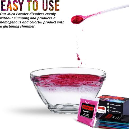 Mica Powder for Epoxy Resin (4.4oz/125g) 25 Colors with Spoon, (0.172oz/5g Each) Lip Gloss Pigment Powder Dye, Slime Colorant, Bath Bomb, Soap Making & Candles in Saudi Arabia
