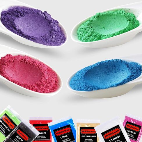 Mica Powder for Epoxy Resin (4.4oz/125g) 25 Colors with Spoon, (0.172oz/5g Each) Lip Gloss Pigment Powder Dye, Slime Colorant, Bath Bomb, Soap Making & Candles in Saudi Arabia