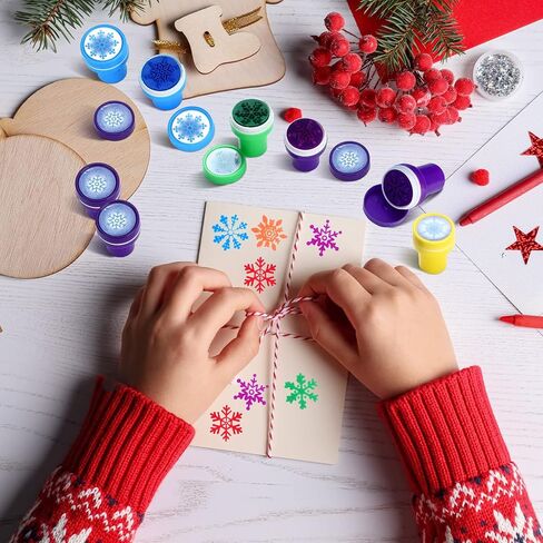 60 Pieces Winter Snowflake Stamps Rubber Frozen Stamps for Kids Assorted Colored Snowflake Stampers for Card Making Christmas Frozen Party Favors (Dark Blue, Light Blue) in Kuwait