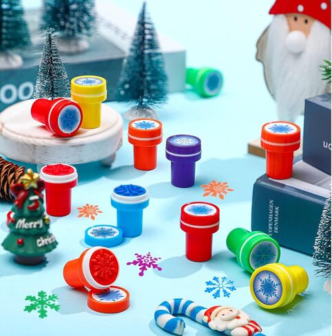 60 Pieces Winter Snowflake Stamps Rubber Frozen Stamps for Kids Assorted Colored Snowflake Stampers for Card Making Christmas Frozen Party Favors (Dark Blue, Light Blue) in Kuwait