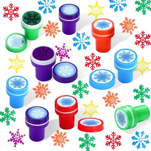 60 Pieces Winter Snowflake Stamps Rubber Frozen Stamps for Kids Assorted Colored Snowflake Stampers for Card Making Christmas Frozen Party Favors (Dark Blue, Light Blue) in Kuwait