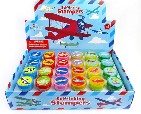 TINYMILLS 24 Pcs Airplane Stampers for Kids Birthday Party Favors Bag Stuffers Pinata Fillers Classroom Rewards Carnival Prizes Gifts in Saudi Arabia