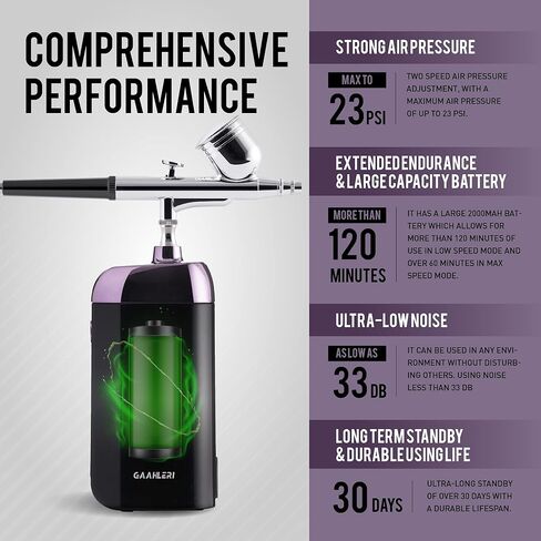 مجموعة بخاخة من جاهليري، فرشاة هوائية لاسلكية مع ضاغط، مجموعة فرش هوائية للمكياج، فرشاة هوائية صغيرة محمولة لتزيين الكعك، فن الاظافر، نموذج تلوين وشم الجسم والعناية بالوجه لجميع الاغراض in Kuwait