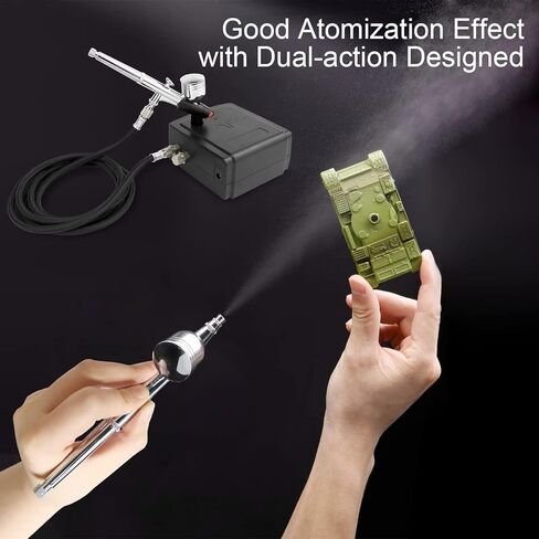 مجموعة بخاخة محمولة مزدوجة الحركة ومجموعة ضاغط هواء صغير للمكياج، والرسم الفني، والوشم، والكعك، والمانيكير، ونموذج الرش، والحرف اليدوية، والمزيد in Kuwait