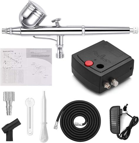 مجموعة بخاخة محمولة مزدوجة الحركة ومجموعة ضاغط هواء صغير للمكياج، والرسم الفني، والوشم، والكعك، والمانيكير، ونموذج الرش، والحرف اليدوية، والمزيد in Kuwait